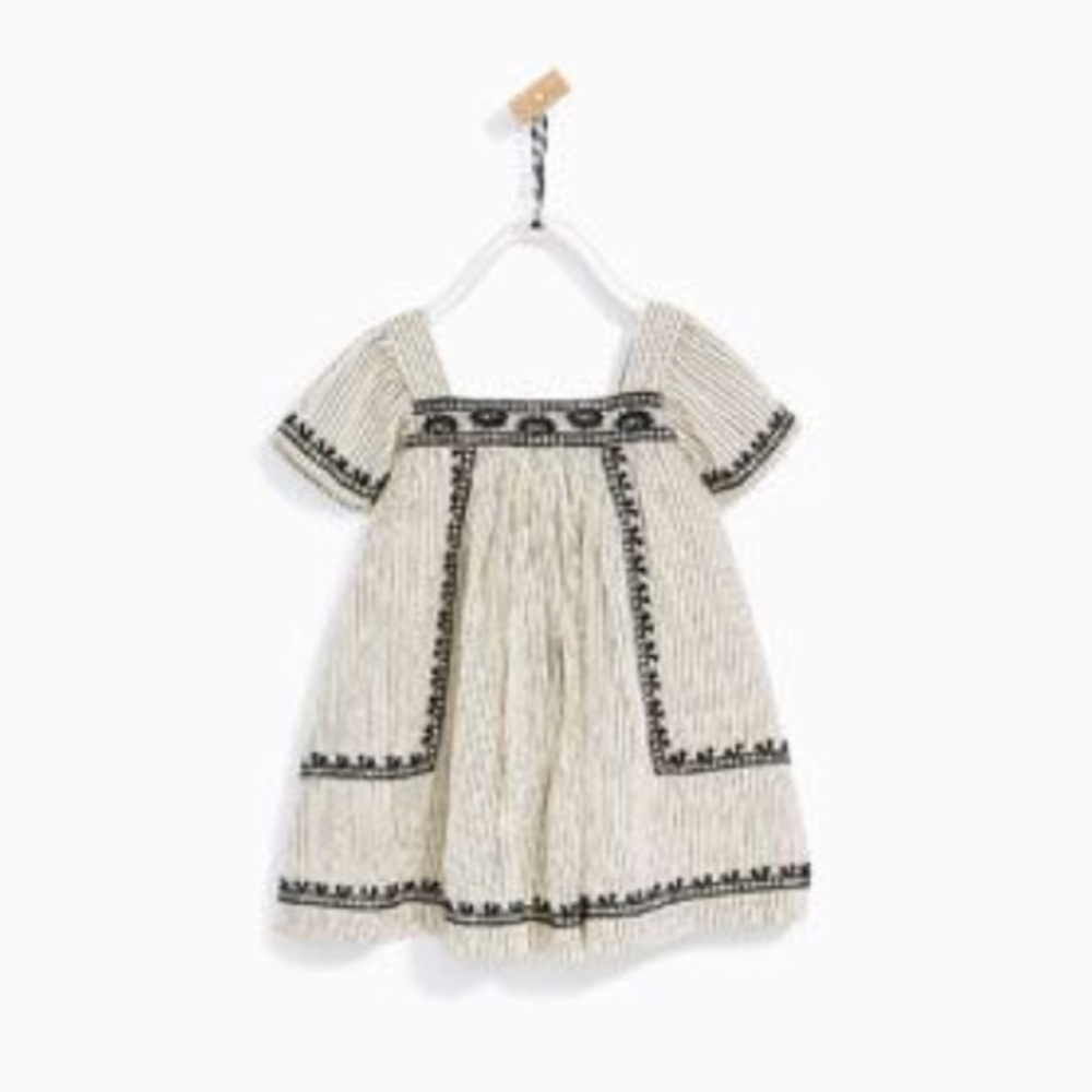 Zara Kids. Artisan Capsule striped dress. Beige.